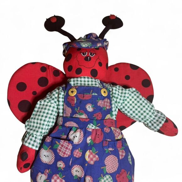 VTG Tenderhearted Ladybug Doll Apple Outfit Cottage Sound Works - Picture 2 of 8